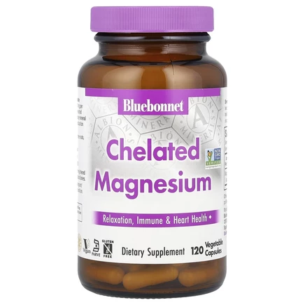 Bluebonnet Nutrition, хелатный магний, 120 растительных капсул
