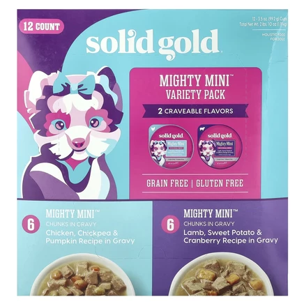 Solid Gold, Mighty Mini ™, набор для собак разных пород, для игрушечных и мелких пород собак, 12 штук, 99 г (3,5 унции)