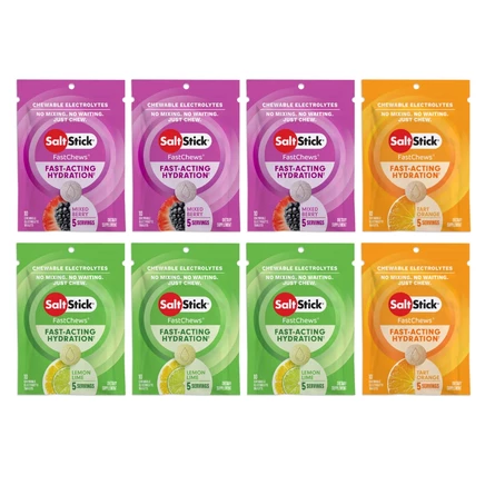 SaltStick, Fast Chews®, жевательные электролиты, набор с разными вкусами, 8 пакетиков
