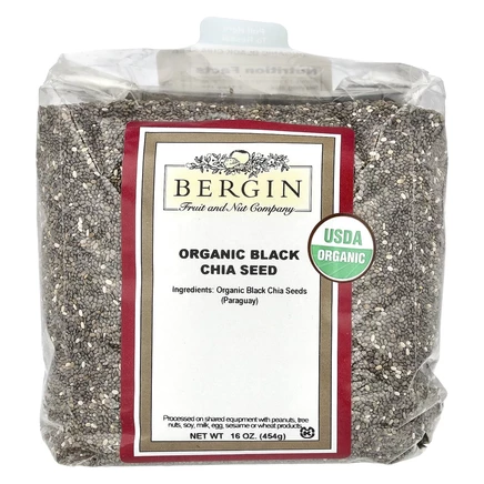 Bergin Fruit and Nut Company, органические черные семена чиа, 454 г (16 унций)