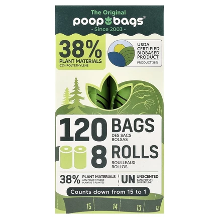 Original Poop Bags, без запаха, 120 пакетиков