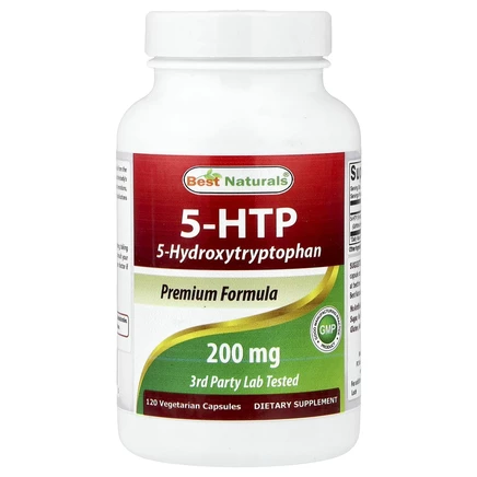 Best Naturals, 5-HTP (5-гидрокситриптофан), 200 мг, 120 вегетарианских капсул