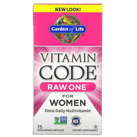 Garden of Life, Vitamin Code, RAW One, мультивитаминная добавка для женщин (для приема 1 раз в день), 75 вегетарианских капсул