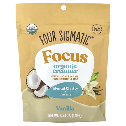 Four Sigmatic, Think Organic Creamer, без молочных продуктов, ваниль и кокос, 120 г (4,23 унции)