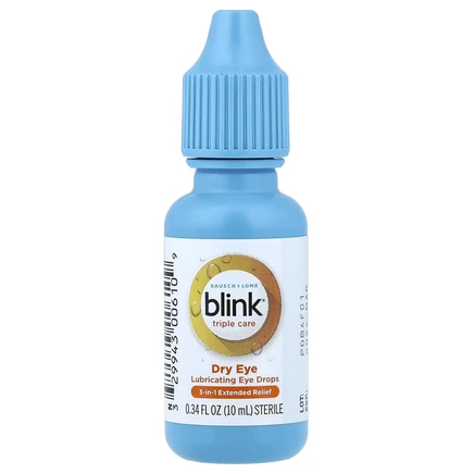 Baush+Lomb Blink, Blink® Triple Care, глазные капли, смазывающие глазные капли, от сухости глаз, 10 мл (0,34 жидк. унции)