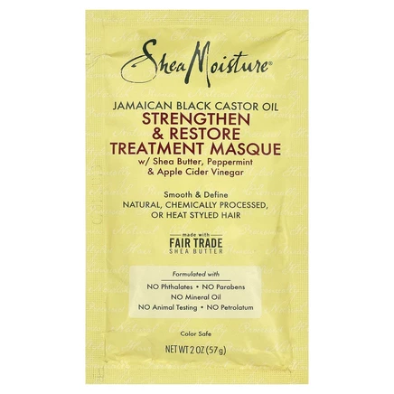 SheaMoisture, ямайское черное касторовое масло, укрепляющая и восстанавливающая маска, 57 г (2 унции)