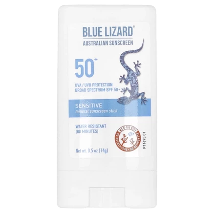 Blue Lizard Australian Sunscreen, Sensitive, минеральный солнцезащитный стик, SPF 50+, 14 г (0,5 унции)