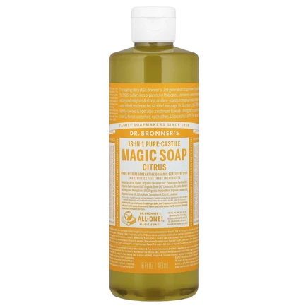 Dr. Bronner's, 18-в-1 чистое кастильское волшебное мыло, цитрус, 473 мл (16 жидк. унций)