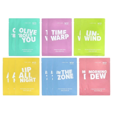 I Dew Care, Let's Get Sheet Faced, набор тканевых масок на 14 дней, 14 шт. по 20 мл (0,67 жидк. унции)