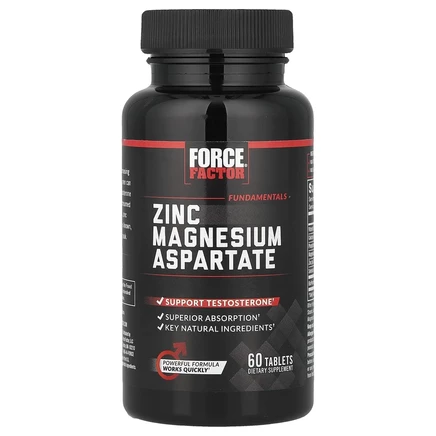 Force Factor, аспартат цинка и магния, 60 таблеток