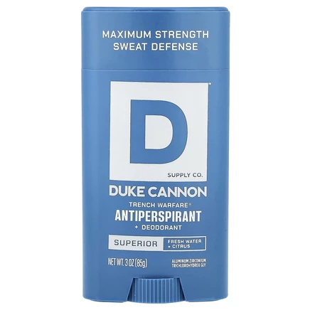 Duke Cannon Supply Co., Trench Warfare® антиперспирант и дезодорант, превосходный, пресная вода и цитрусовые, 85 г (3 унции)