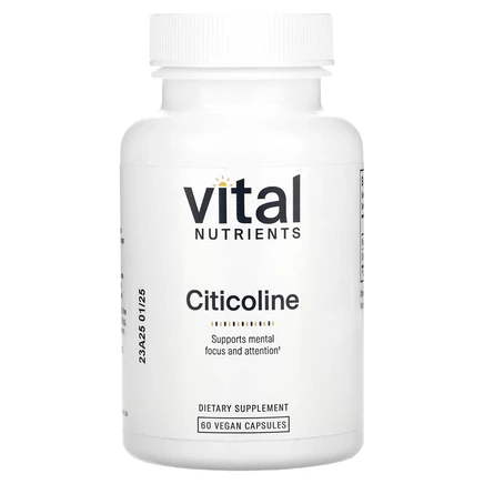 Vital Nutrients, цитиколин, 60 веганских капсул