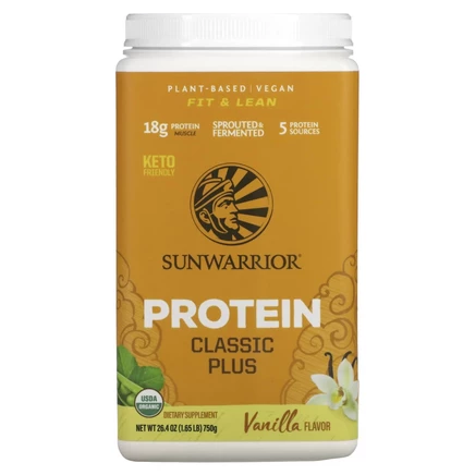 Sunwarrior, Classic Plus протеин, на органической растительной основе, ваниль, 750 г (1,65 фунта)