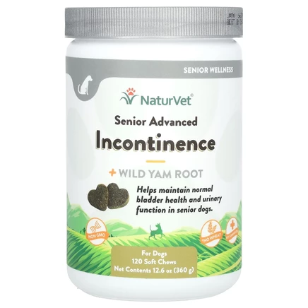 NaturVet, Senior, улучшенная формула при недержании, с корнем дикого ямса, для собак, 120 мягких жевательных таблеток, 360 г (12,6 унции)