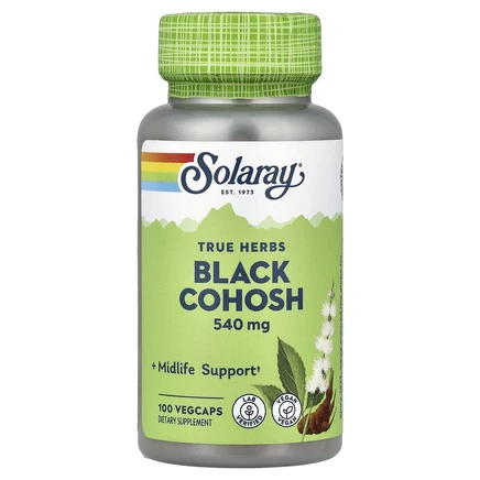 Solaray, True Herbs, черный кохош, 540 мг, 100 растительных капсул