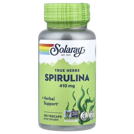 Solaray, True Herbs, спирулина, 410 мг, 100 вегетарианских капсул