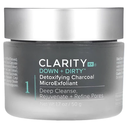ClarityRx, Down + Dirty, детоксифицирующий микроэксфолиант с древесным углем, 50 г (1,7 унции)