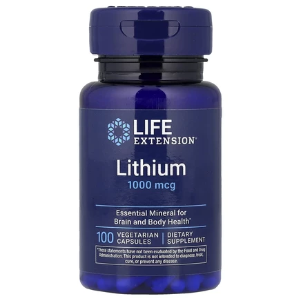 Life Extension, литий, 1000 мкг, 100 вегетарианских капсул