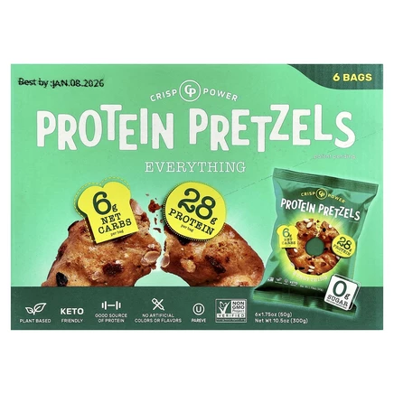 Crisp Power, Протеиновые крендели, все, 6 пакетиков по 50 г (1,75 унции)