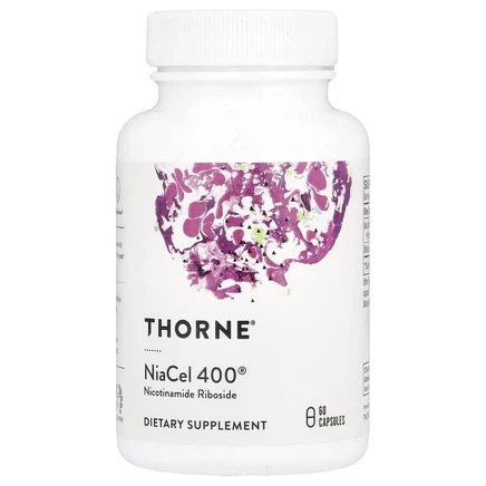 Thorne, NiaCel 400®, никотинамид рибозид, 60 капсул