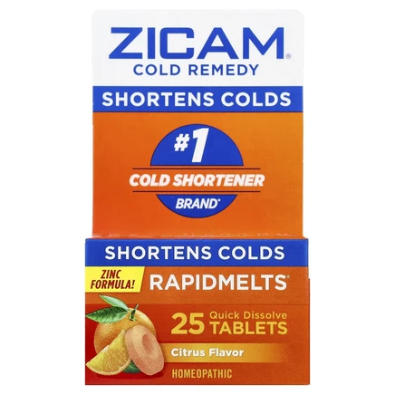 Zicam, Cold Remedy, RapidMelts, цитрус, 25 быстрорастворимых таблеток