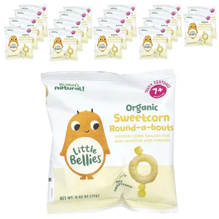 Little Bellies, Органические круглые таблетки, для детей от 7 месяцев, сладкая кукуруза, 18 пакетиков по 12 г (0,42 унции)
