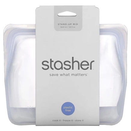 Stasher, Многоразовый силиконовый контейнер для еды, с устойчивым дном, прозрачный, 128 г (56 жидк. унций) 128 г