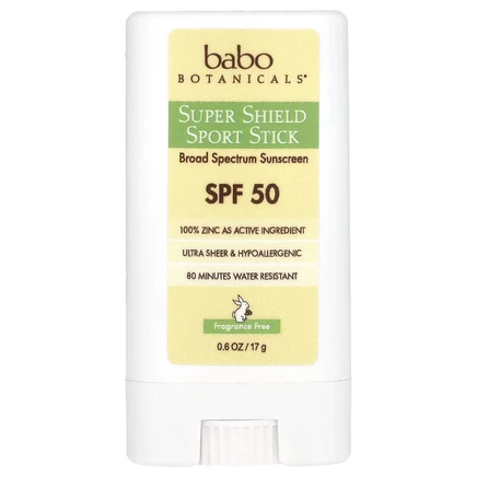 Babo Botanicals, Super Shield Sport, стик, SPF 50, без отдушек, 17 г (0,6 унции)
