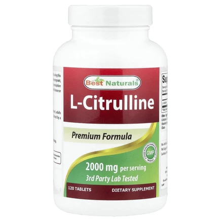 Best Naturals, L-цитруллин, 2000 мг, 120 таблеток (1000 мг в 1 таблетке)
