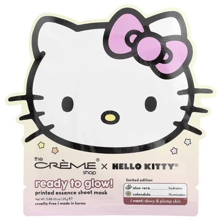 The Creme Shop, Hello Kitty®, готовый к сиянию!, тканевая маска с эссенцией, 25 г (0,88 унции)