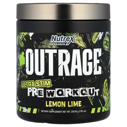 Nutrex Research, Outrage, Ultra Stim перед тренировкой, лимон и лайм, 201,18 г (7,1 унции)