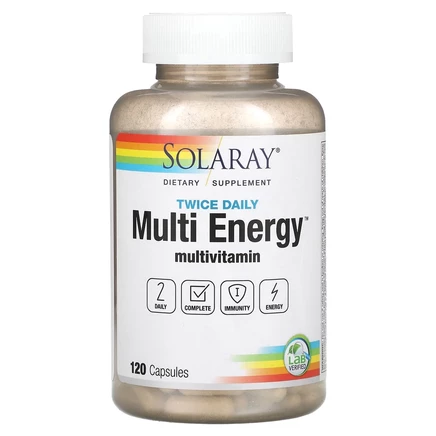 Solaray, Twice Daily, мультивитамины для получения нескольких видов энергии, 120 капсул