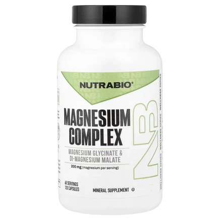 NutraBio, магний, 200 мг, 120 капсул (100 мг в 1 капсуле)
