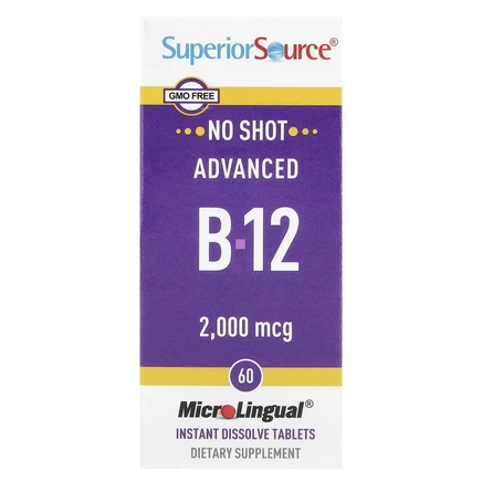 Superior Source, Advanced B-12, 2000 мкг, 60 быстрорастворимых таблеток MicroLingual®