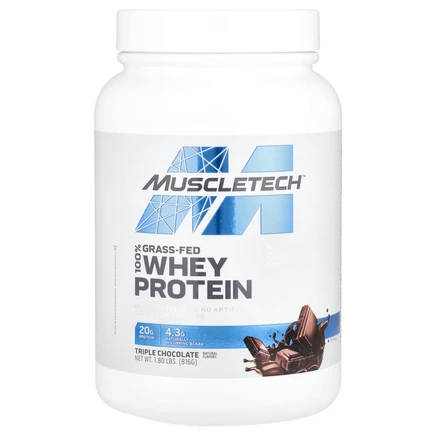 MuscleTech, 100% сывороточный протеин от коров травяного откорма, тройной шоколад, 816 г (1,8 фунта)