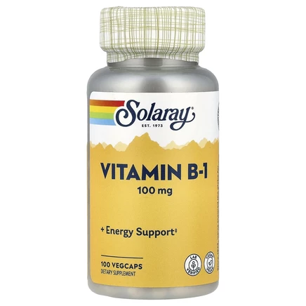Solaray, витамин В1, 100 мг, 100 капсул VegCaps
