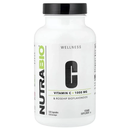 NutraBio, Витамин C, 1000 мг, 120 капсул