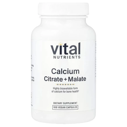 Vital Nutrients, Кальций (цитрат / малат), 100 веганских капсул