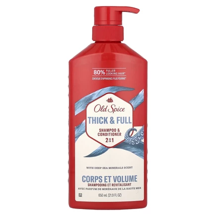 Old Spice, Шампунь и кондиционер 2 в 1, густой и насыщенный, с глубоководными минералами, 650 мл (21,9 жидк. Унции)