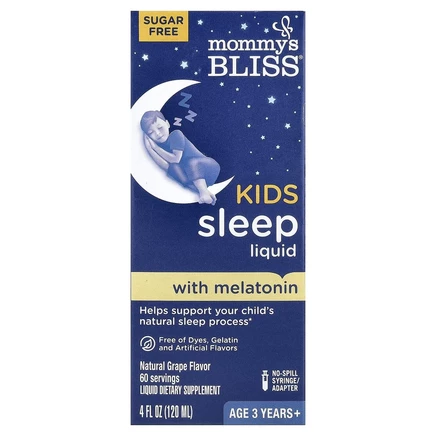 Mommy's Bliss, Kids, жидкое средство для сна, мелатонин, для детей от 3 лет, со вкусом винограда, 120 мл (4 жидк. унции)