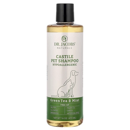 Dr. Jacobs Naturals, кастильский шампунь для домашних животных, зеленый чай и мята, 473 мл (16 унций)