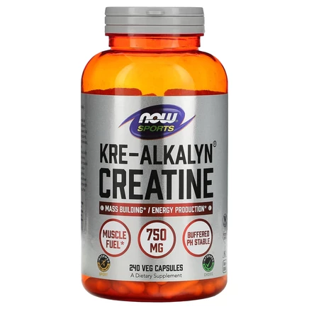 NOW Foods, Sports, Kre-Alkalyn креатин, 1500 мг, 240 растительных капсул (750 мг в 1 капсуле)