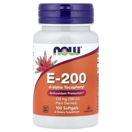 NOW Foods, E-200, 134 мг (200 МЕ), 100 мягких таблеток