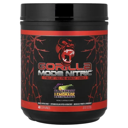Gorilla Mind, Mode Nitric®, предтренировочная добавка без стимуляторов, со вкусом ежевики и лимонада, 780 г (1,72 фунта)