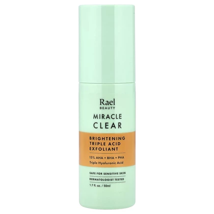 Rael, Miracle Clear, осветляющий эксфолиант с тройными кислотами, без отдушки, 50 мл (1,7 жидк. унции)