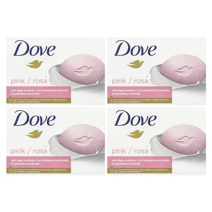Dove, Мыло Beauty Bar с глубоким увлажнением, розовое, 4 насадки по 4 унции (113 г) каждая