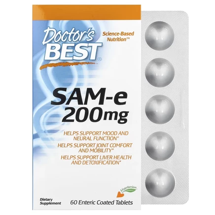 Doctor's Best, SAMe (дисульфат тозилат), 200 мг, 60 таблеток, покрытых кишечнорастворимой оболочкой