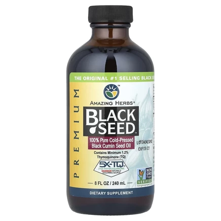 Amazing Herbs, Black Seed, 100% чистое масло холодного отжима из семян черного тмина, 240 мл (8 жидк. унции)