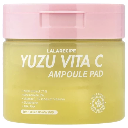 Lalarecipe, Yuzu Vita C Ampoule Pad, осветляющая косметическая маска, 80 подушечек, 150 мл (5,07 жидк. Унции)