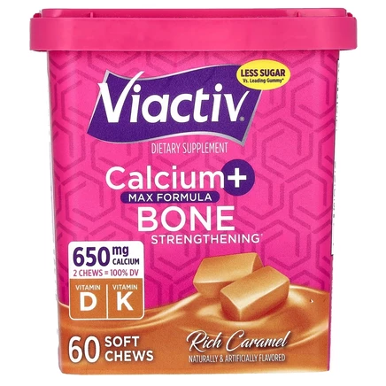 Viactiv, Max Formula, кальций и средство для укрепления костей, насыщенная карамель, 60 жевательных таблеток
